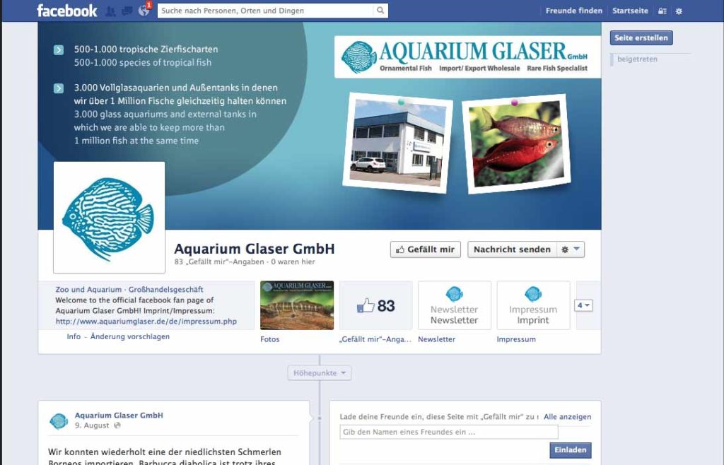 Aquarium Glaser bei Facebook